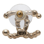 Chanel Vintage CC Logo Earrings Gold Pink Plated Faux Pearl Rhinestone — view 3