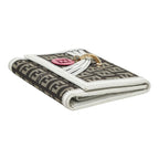 Fendi Zucchino Logo Charm Trifold Wallet White Brown Canvas Leather — view 4