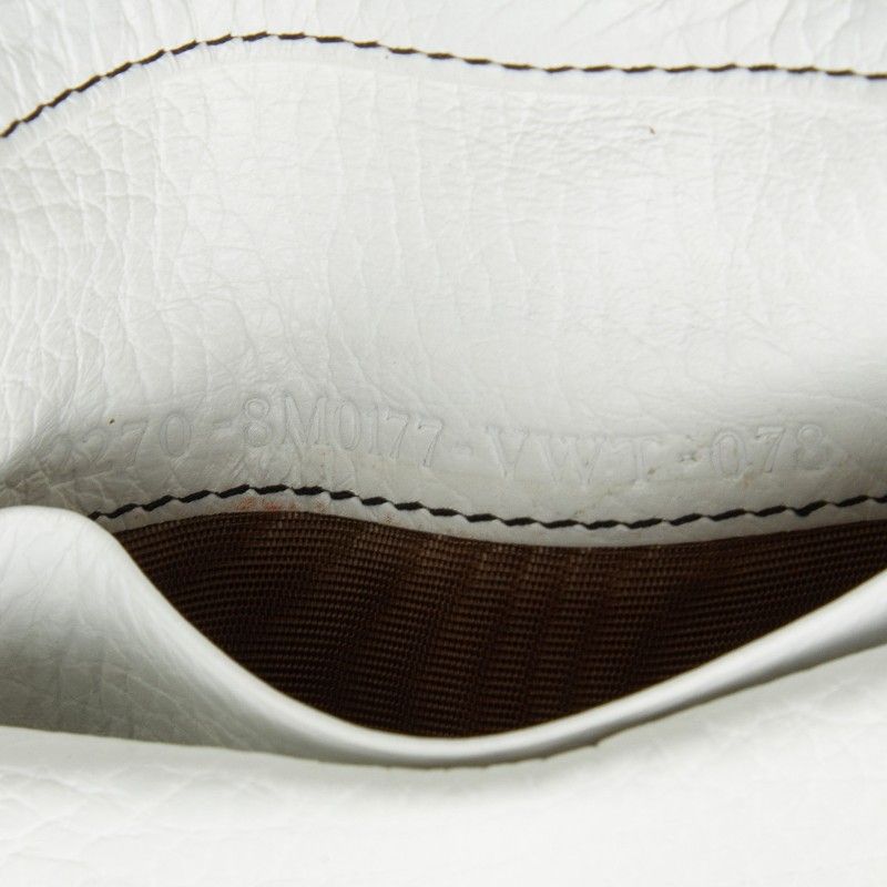 Fendi Zucchino Logo Charm Trifold Wallet White Brown Canvas Leather — view 8