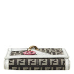 Fendi Zucchino Logo Charm Trifold Wallet White Brown Canvas Leather — view 3