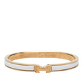 Hermes Mini Click Bracelet Bangle Gold White Plated Enamel
