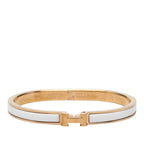 Hermes Mini Click Bracelet Bangle Gold White Plated Enamel