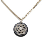 Chanel Camellia CC Logo Chain Necklace Gold Black Plated Faux Pearl Rhinestone