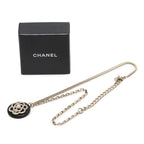 Chanel Camellia CC Logo Chain Necklace Gold Black Plated Faux Pearl Rhinestone — view 6
