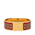 Hermes Enamel GM Location Cloisonne Bracelet Bangle Gold Red Multicolor Plated