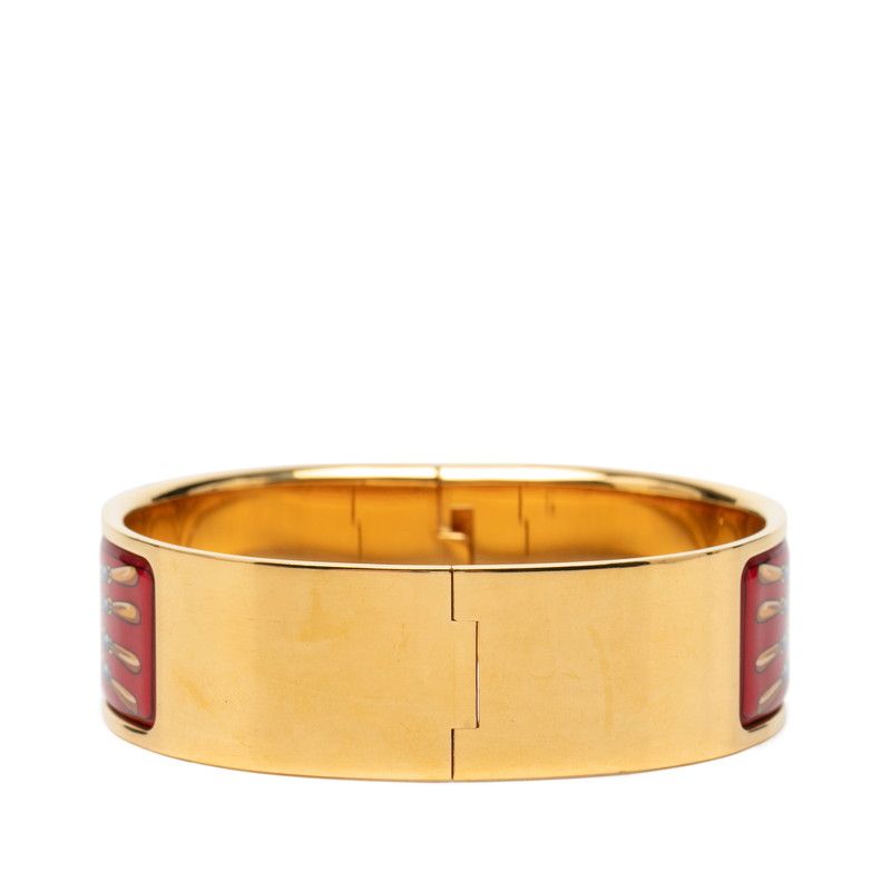 Hermes Enamel GM Location Cloisonne Bracelet Bangle Gold Red Multicolor Plated — view 3