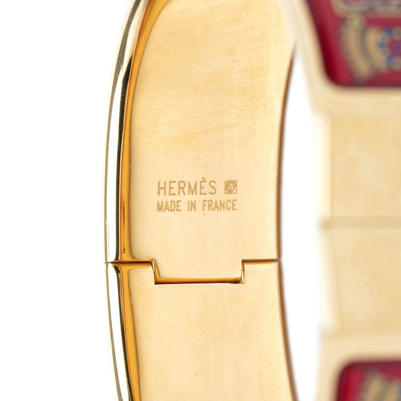 Hermes Enamel GM Location Cloisonne Bracelet Bangle Gold Red Multicolor Plated — view 4