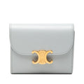 Celine Triomphe Flap Wallet Trifold Compact Ice Blue Leather
