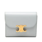 Celine Triomphe Flap Wallet Trifold Compact Ice Blue Leather