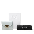 Celine Triomphe Flap Wallet Trifold Compact Ice Blue Leather — view 8