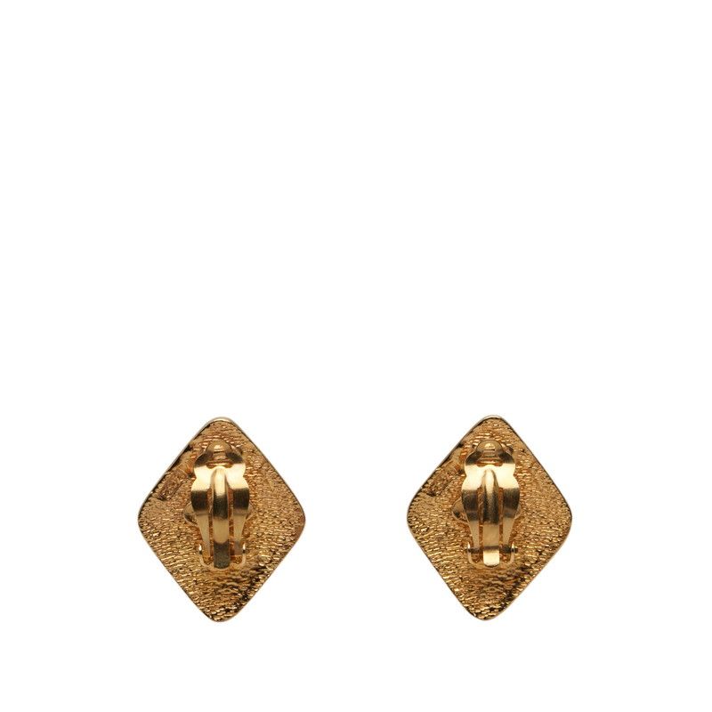 Chanel Vintage CC Logo Diamond Earrings Gold Plated — view 2
