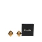 Chanel Vintage CC Logo Diamond Earrings Gold Plated — view 4