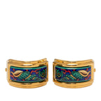 Hermes Enamel Cloisonne Earrings Gold Multicolor Plated
