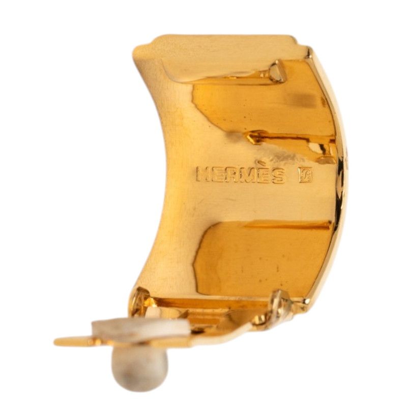 Hermes Enamel Cloisonne Earrings Gold Multicolor Plated — view 3