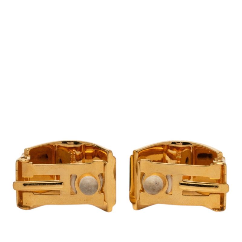 Hermes Enamel Cloisonne Earrings Gold Multicolor Plated — view 2