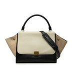 Celine Trapeze 2-Way Shoulder Bag Chalk Gray Beige Black Leather