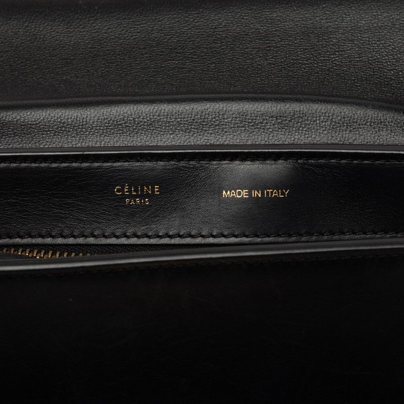 Celine Trapeze 2-Way Shoulder Bag Chalk Gray Beige Black Leather — view 6