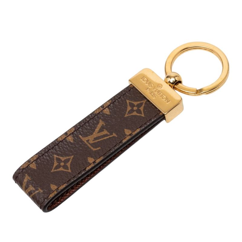Louis Vuitton Monogram Key Holder Dragonne Charm Gold Brown Plated