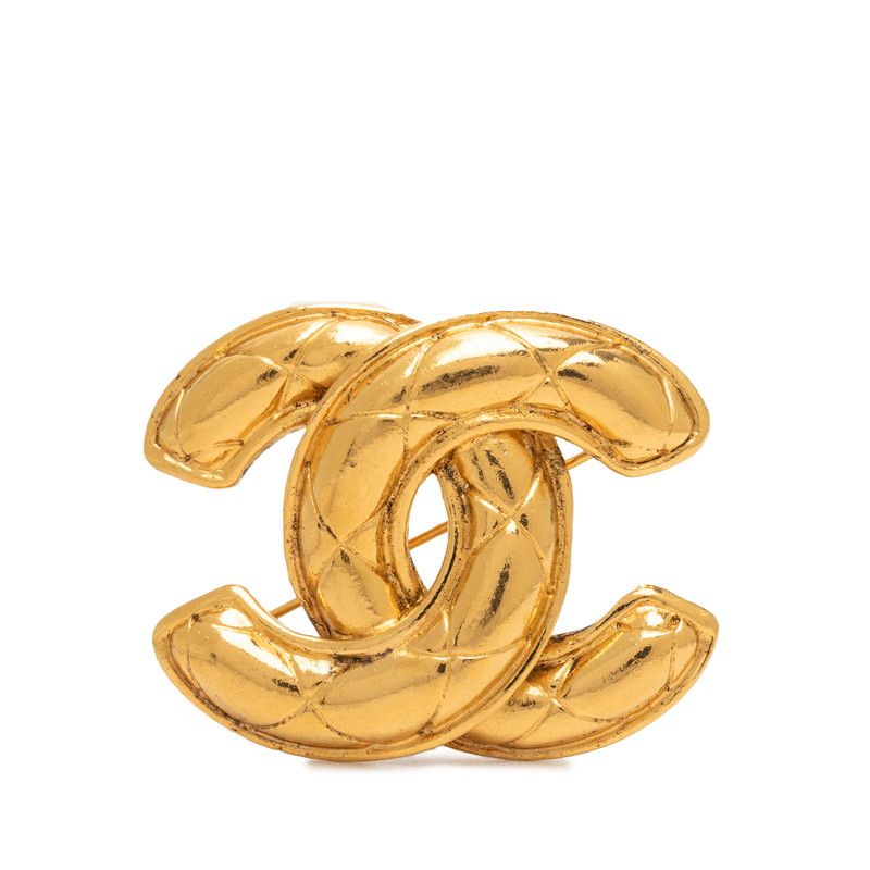 Chanel CC Logo Vintage Brooch Gold Plated