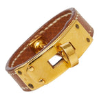 Hermes Kelly Scarf Ring Brown Gold Togo Plated