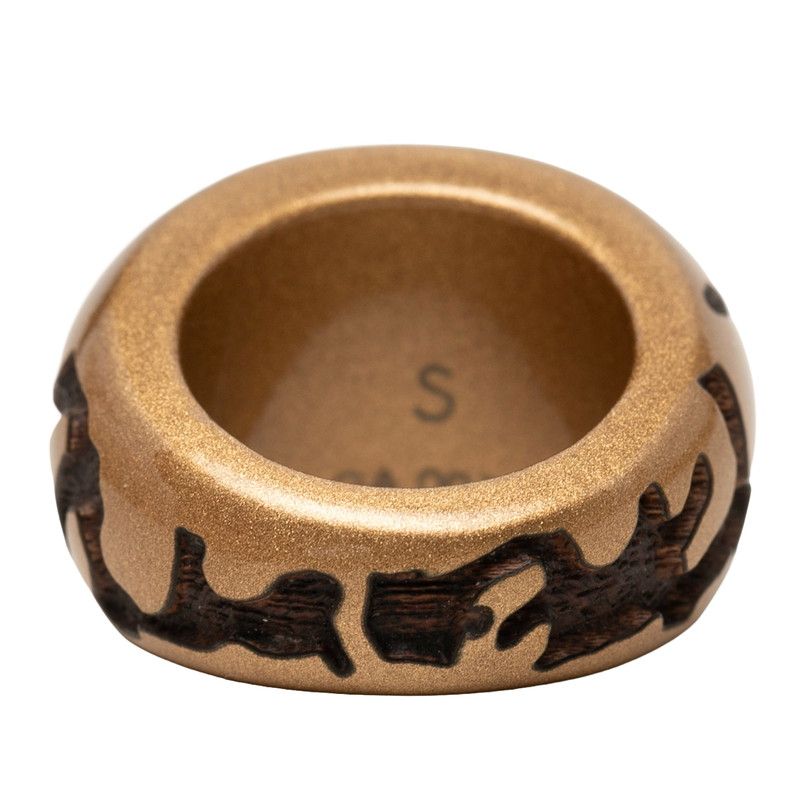 Louis Vuitton Bague Leo Monogram Ring S Metallic Gold Brown Wood — view 3