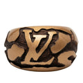 Louis Vuitton Bague Leo Monogram Ring S Metallic Gold Brown Wood