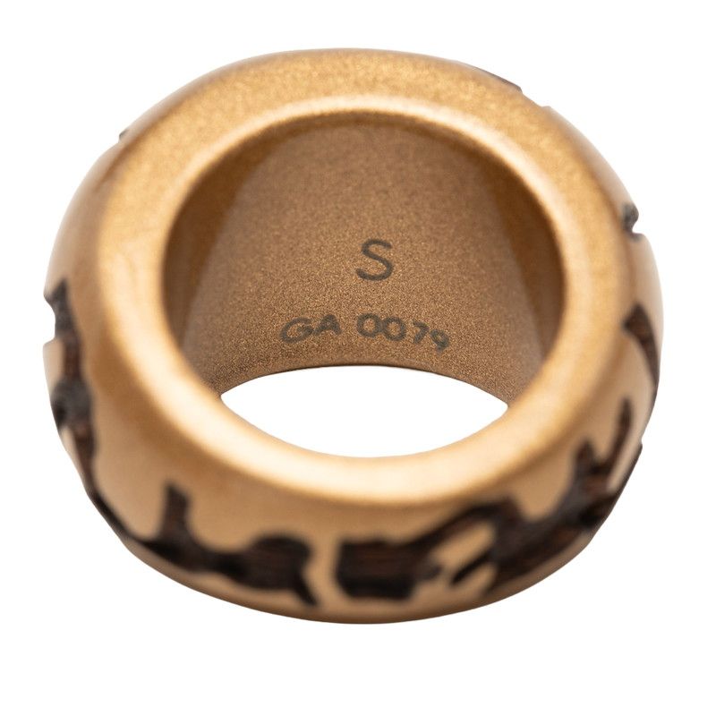 Louis Vuitton Bague Leo Monogram Ring S Metallic Gold Brown Wood — view 4