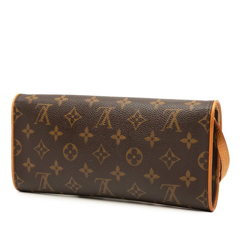 Louis Vuitton Monogram Pochette Twin GM Crossbody Shoulder Bag Brown Leather — view 2