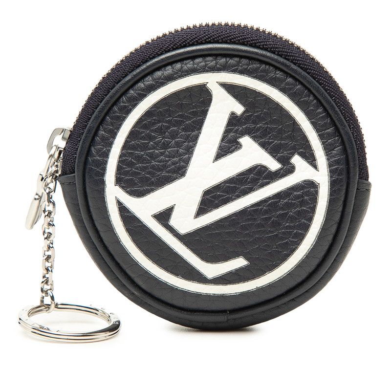 Louis Vuitton Cles Pochette Key Ring Key Holder Mini Pouch Coin Case Navy