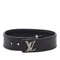 Louis Vuitton Monogram LV Slim Shadow Bracelet 19 Black Leather