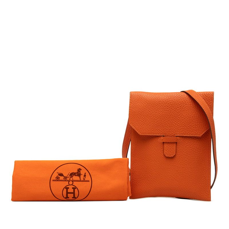 Hermes Amelie Crossbody Shoulder Bag Orange Togo — view 7