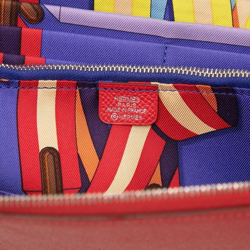 Hermes Azap Long Silk in Jmetz les Sangles Suspender Belt Wallet Red Veau — view 6
