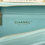 Chanel CC Logo Trendy CC Quilted Shoulder Bag Light Blue Gold Lambskin — view 5