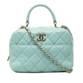Chanel CC Logo Trendy CC Quilted Shoulder Bag Light Blue Gold Lambskin