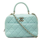 Chanel CC Logo Trendy CC Quilted Shoulder Bag Light Blue Gold Lambskin