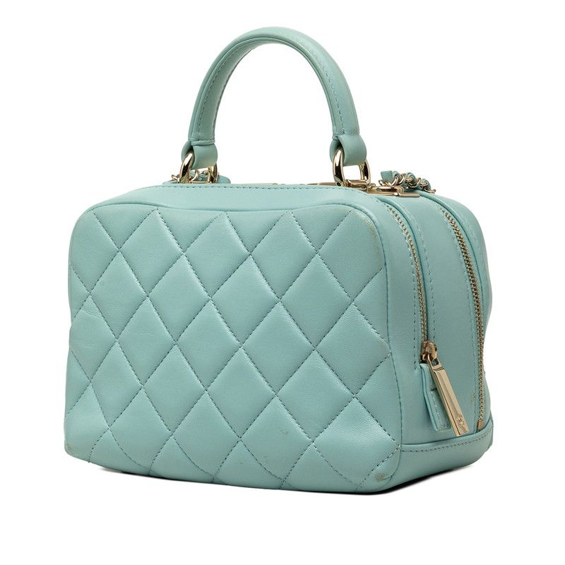 Chanel CC Logo Trendy CC Quilted Shoulder Bag Light Blue Gold Lambskin — view 2