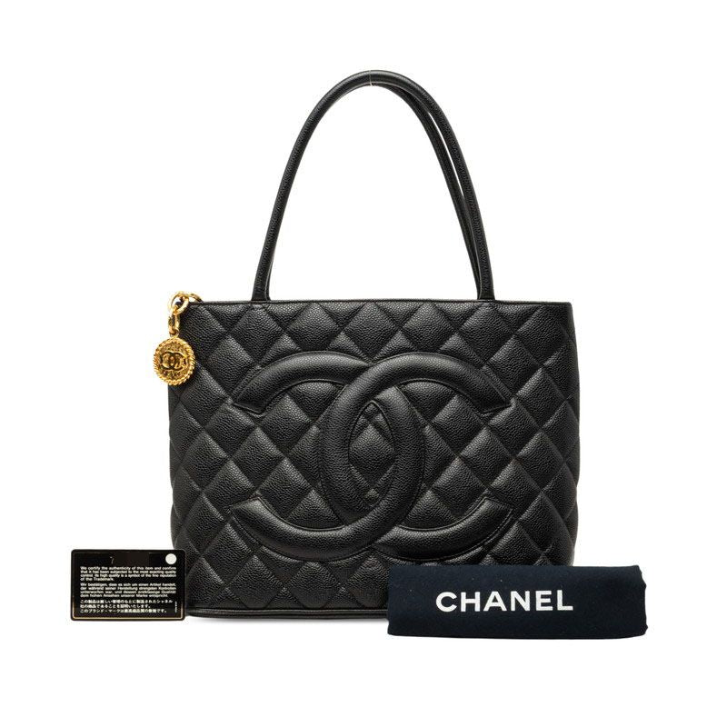 Chanel Quilted CC Logo Reissue Tote Black Caviar Leather — view 7