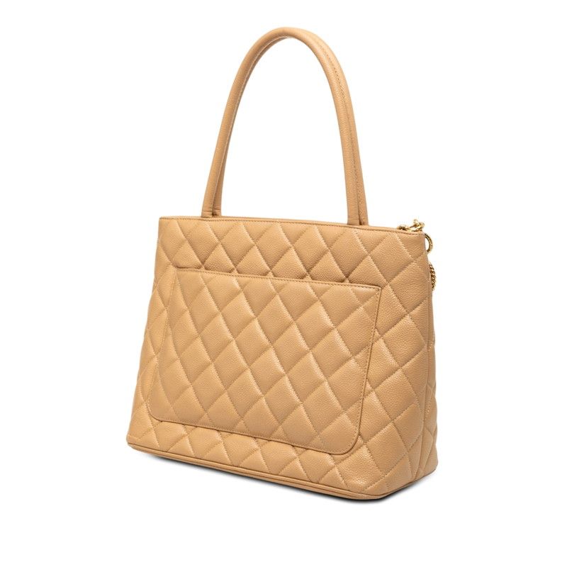 Chanel Quilted CC Logo Reissue Tote Beige Caviar Leather — view 2