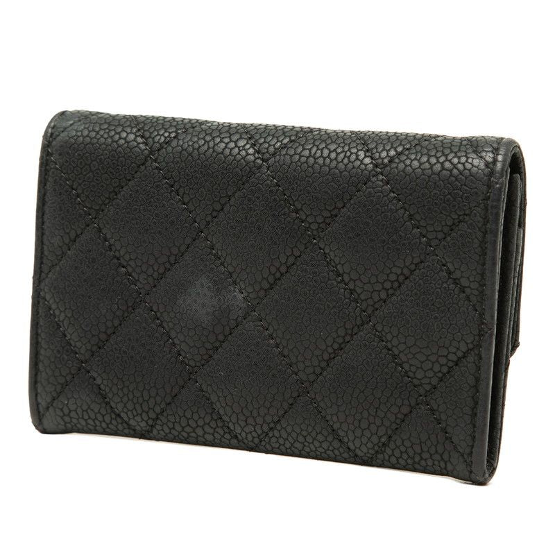 Chanel Quilted CC Logo Card Case Coin Business Holder Purse Black Caviar Leather — view 2