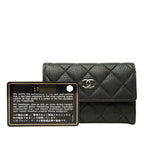 Chanel Quilted CC Logo Card Case Coin Business Holder Purse Black Caviar Leather — view 7