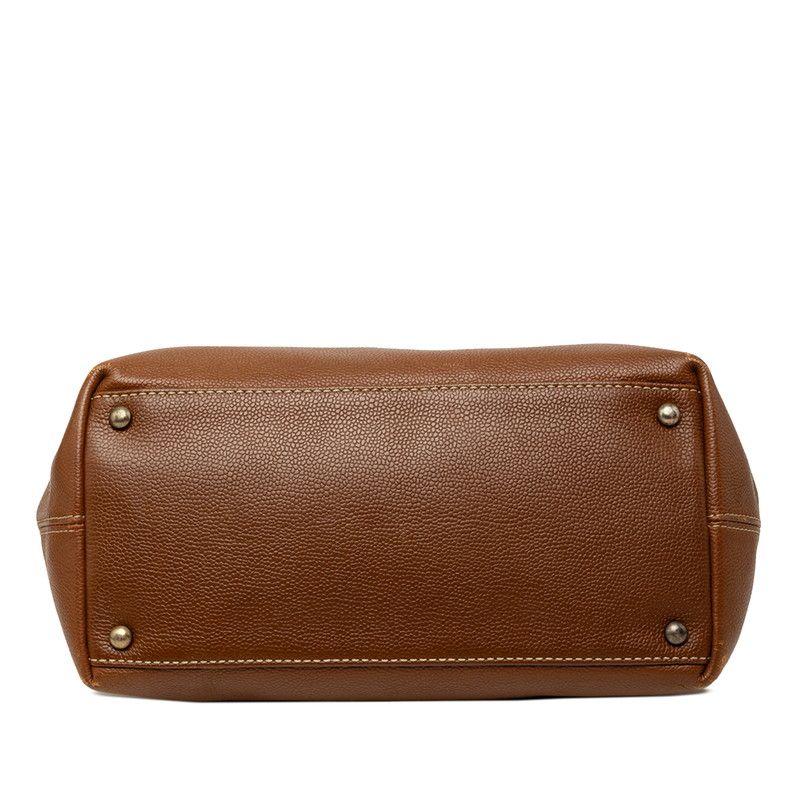 Chanel CC Logo Turnlock 2-Way Shoulder Bag Brown Caviar Leather — view 3