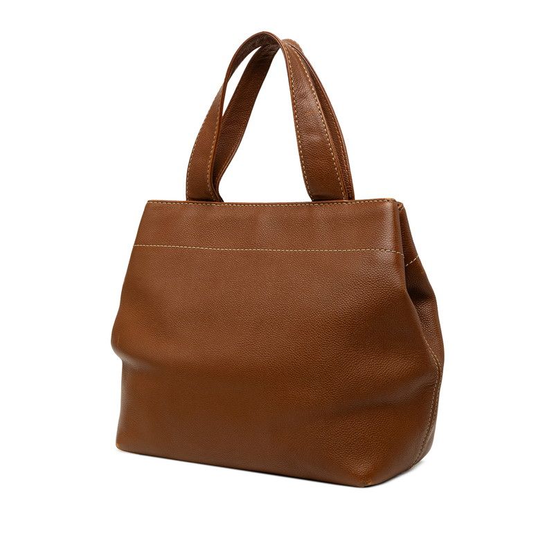 Chanel CC Logo Turnlock 2-Way Shoulder Bag Brown Caviar Leather — view 2
