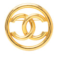 Chanel CC Logo Vintage Round Brooch 93 Gold Plated