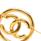 Chanel CC Logo Vintage Round Brooch 93 Gold Plated — view 4