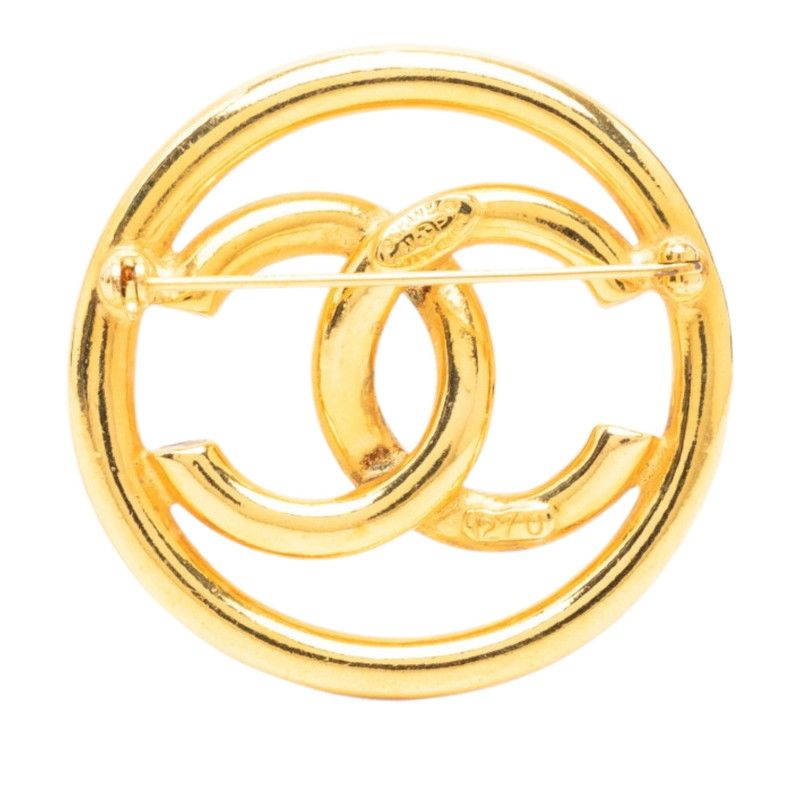 Chanel CC Logo Vintage Round Brooch 93 Gold Plated — view 2