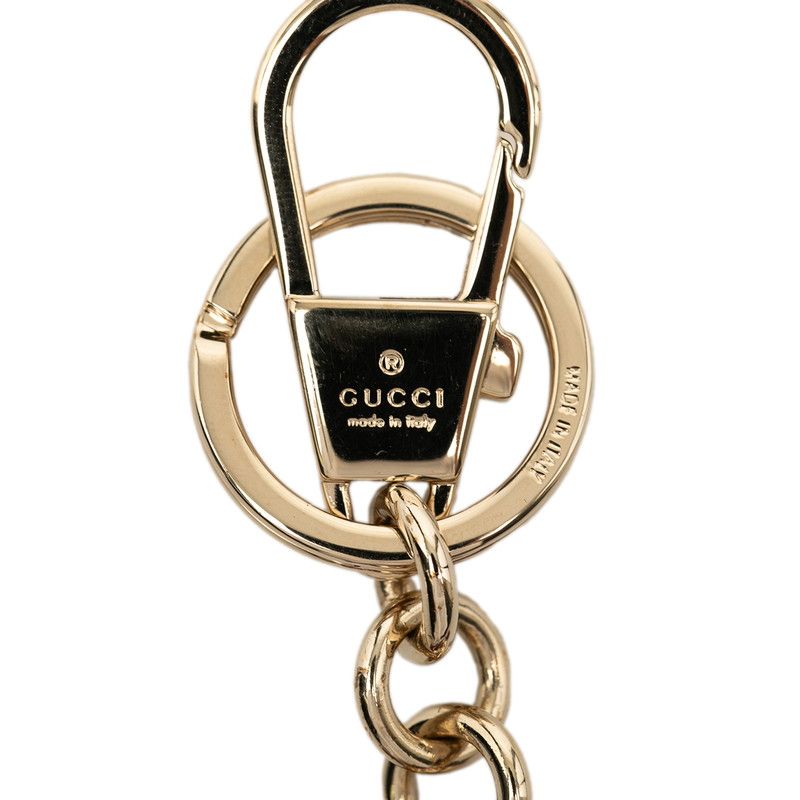 Gucci Yuko Higuchi Boris Cat Charm Key Holder Beige White Leather Plated — view 3