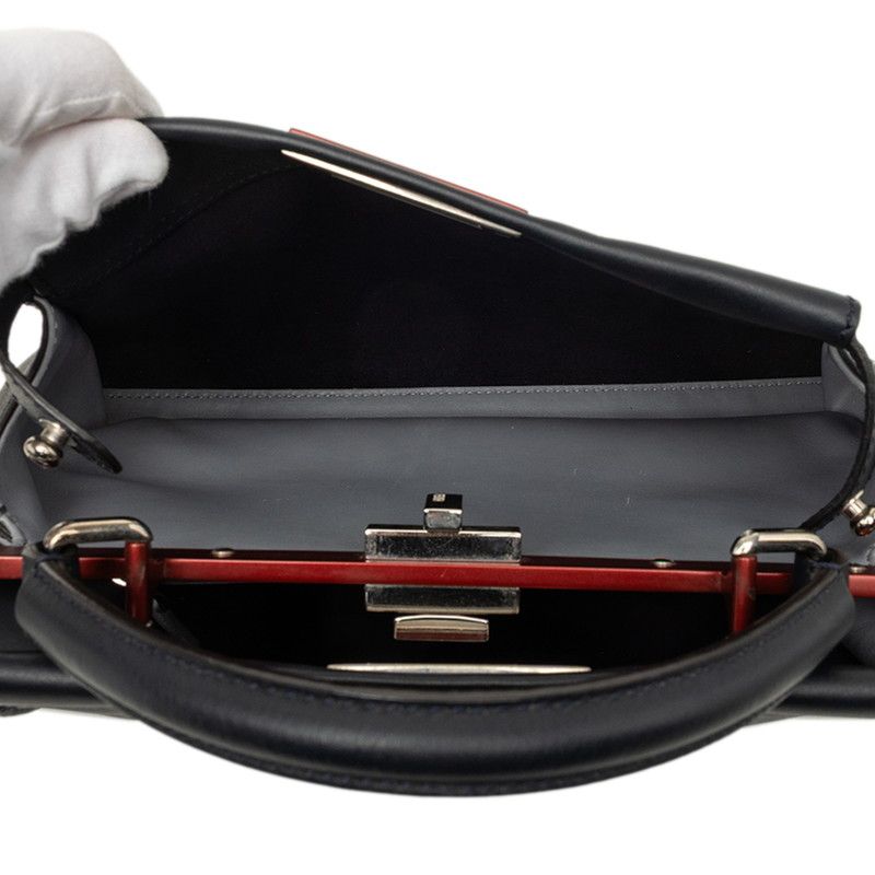 Fendi Peekaboo Regular 2-Way Shoulder Bag Navy Red Leather — view 4