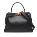 Fendi Peekaboo Regular 2-Way Shoulder Bag Navy Red Leather