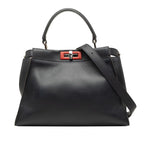 Fendi Peekaboo Regular 2-Way Shoulder Bag Navy Red Leather