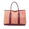 Hermes Garden Party MM Canvas Tote Pink Brown Toile